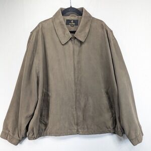 Gary Player Mens 3XL Taupe Brown Faux Suede Harrington Full Zip Golf Jacket